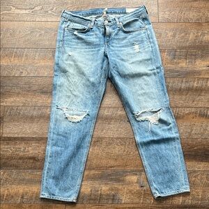 rag & bone Light Blue Distressed Boyfriend Jeans